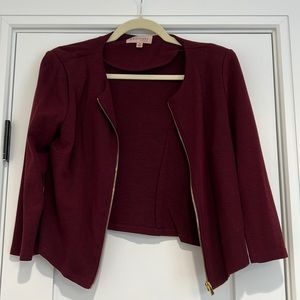 Burgundy short blazer with gold zipper - size medium from philosophy